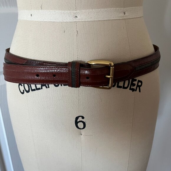 Cole Haan Brown Grey Leather Brass Buckle A0956 Size 36/90 - Picture 1 of 8